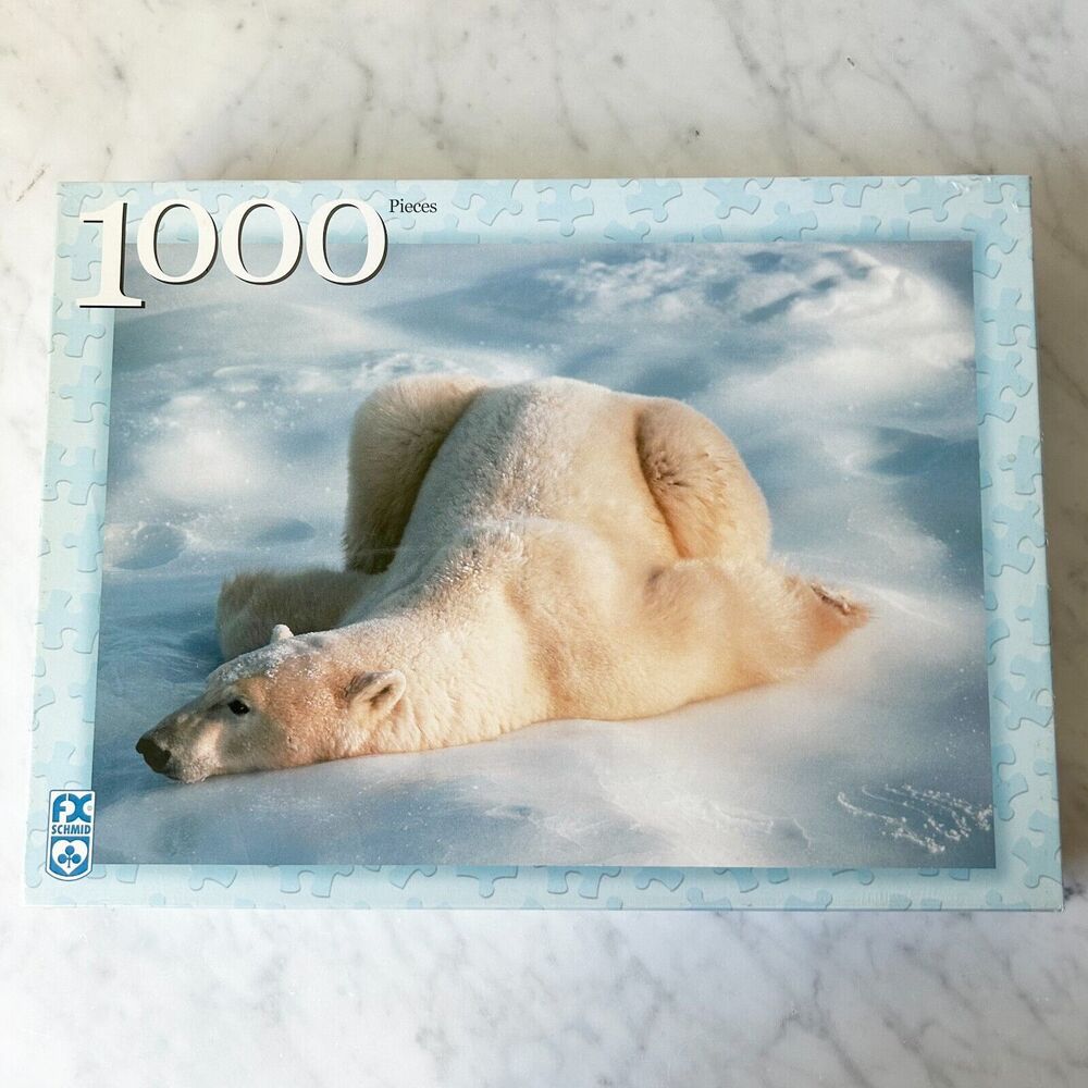 FX Schmid Polar Bear Who Took My Sled Snow Photo 1000 Piece Puzzle - New Sealed